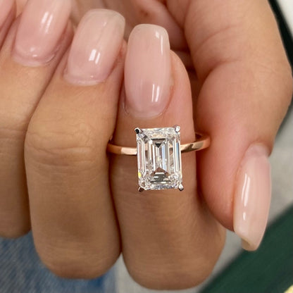 3.0 CT Emerald Moissanite Solitaire Two Tone Engagement Ring - farrellouise