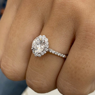 1.0 CT Round Moissanite Halo Engagement Ring With Pave Setting - farrellouise