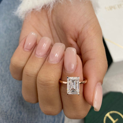 3.0 CT Emerald Moissanite Solitaire Two Tone Engagement Ring - farrellouise
