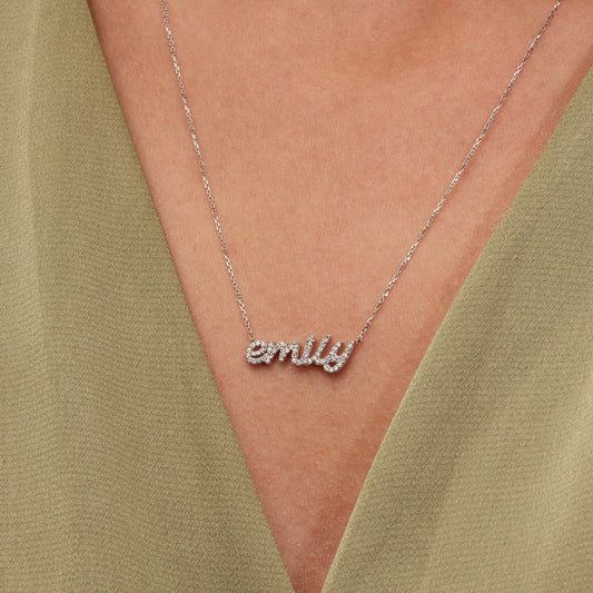 Customized Nameplate Moissanite Diamond Necklace for Women - farrellouise