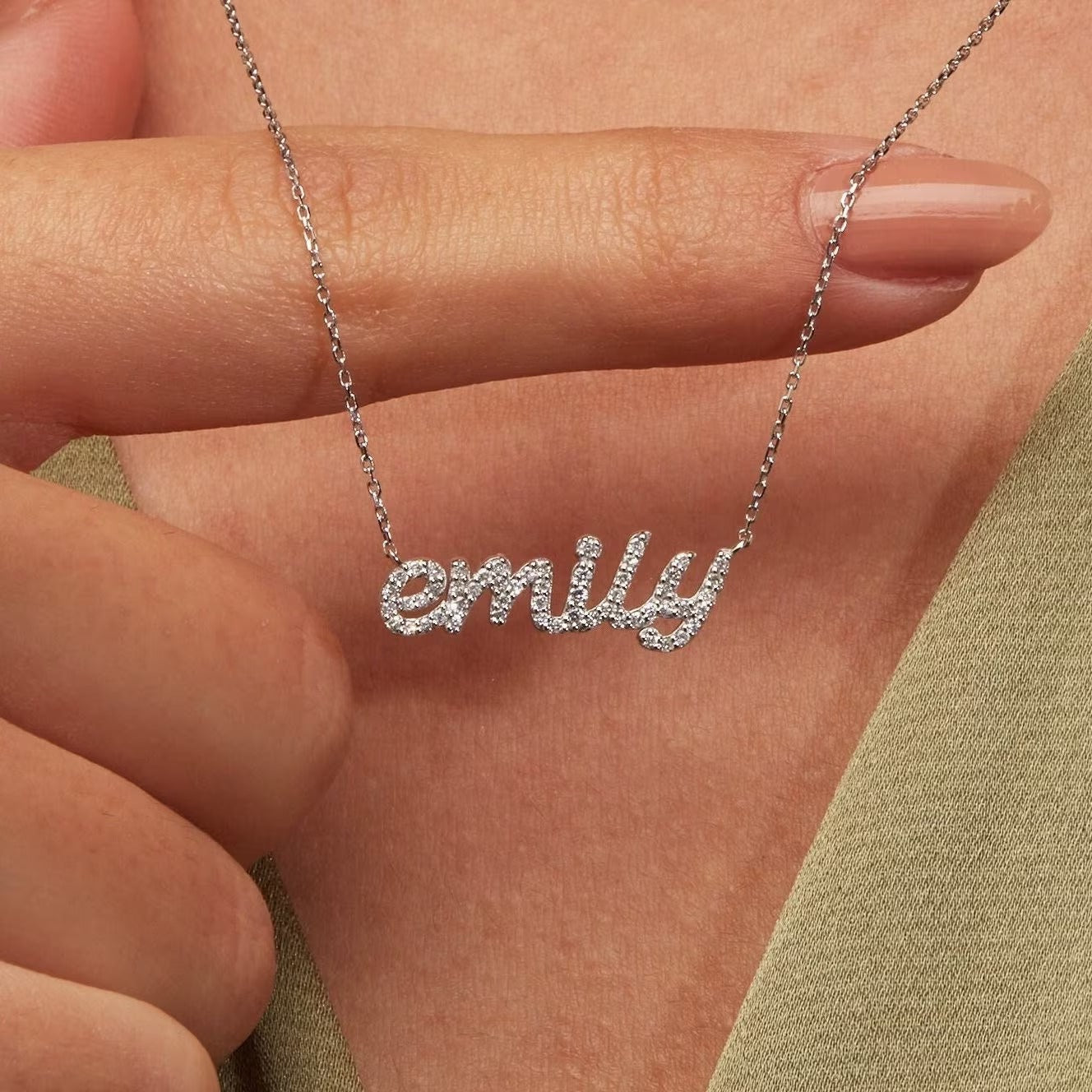 Customized Nameplate Moissanite Diamond Necklace for Women - farrellouise