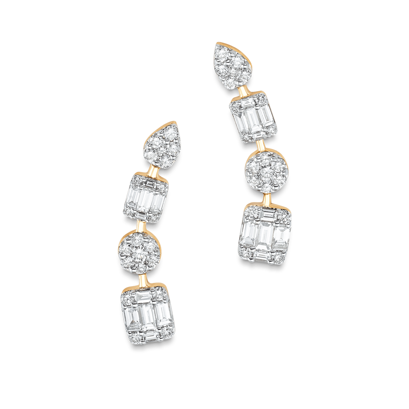 0.75 TCW Round & Baguette Moissanite Diamond Ear Crawlers Earrings - farrellouise