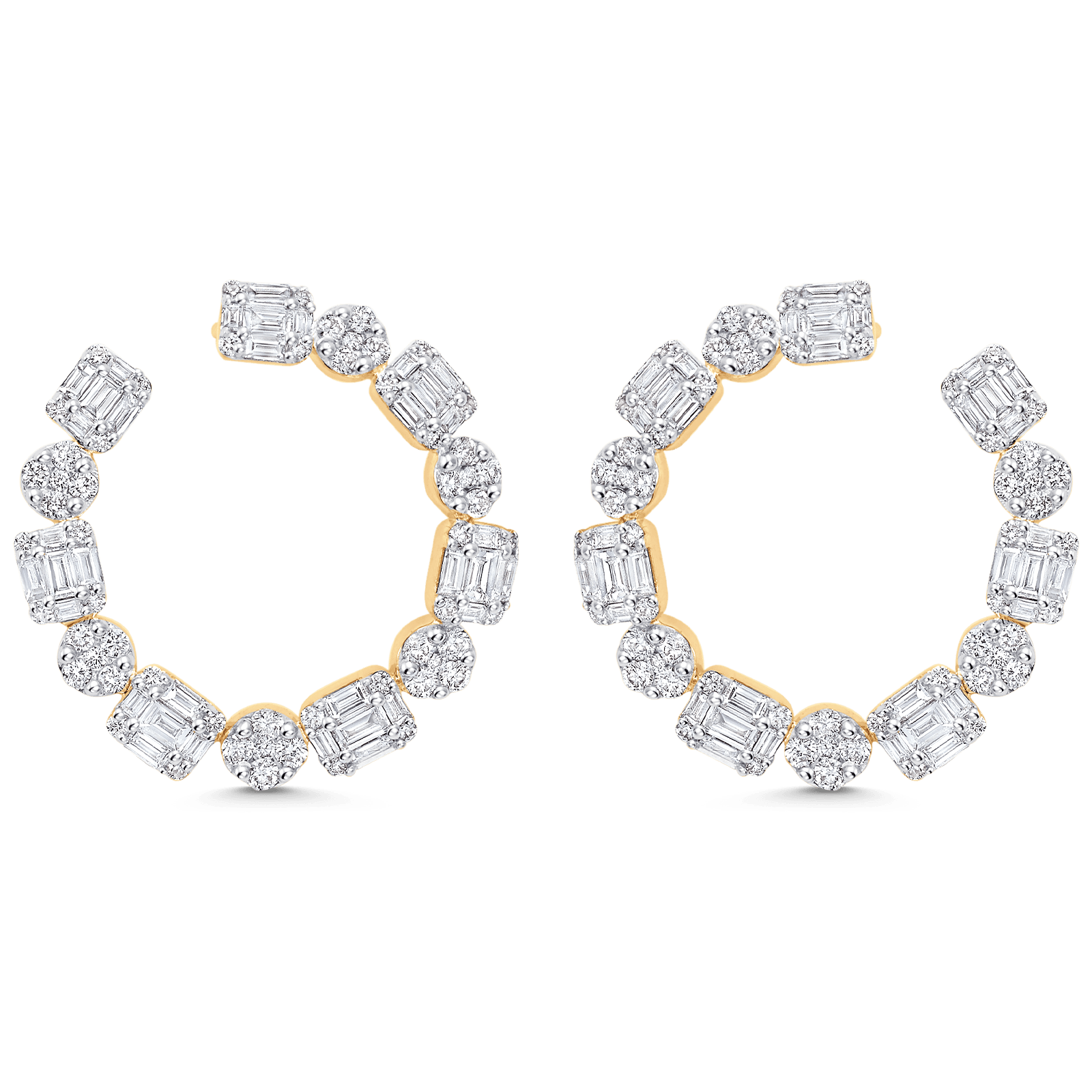 2.57 TCW Round & Baguette Moissanite Diamond Hoop Earrings - farrellouise