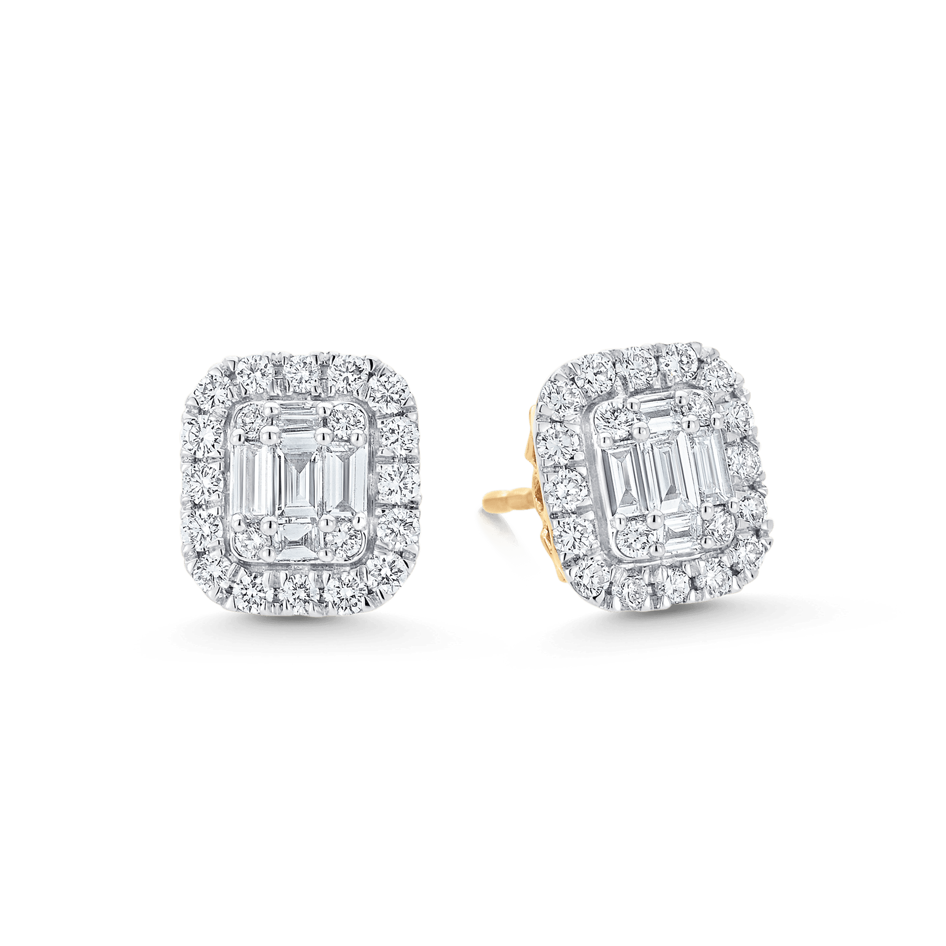 2.10 TCW Round & Baguette Moissanite Diamond Stud Earrings - farrellouise