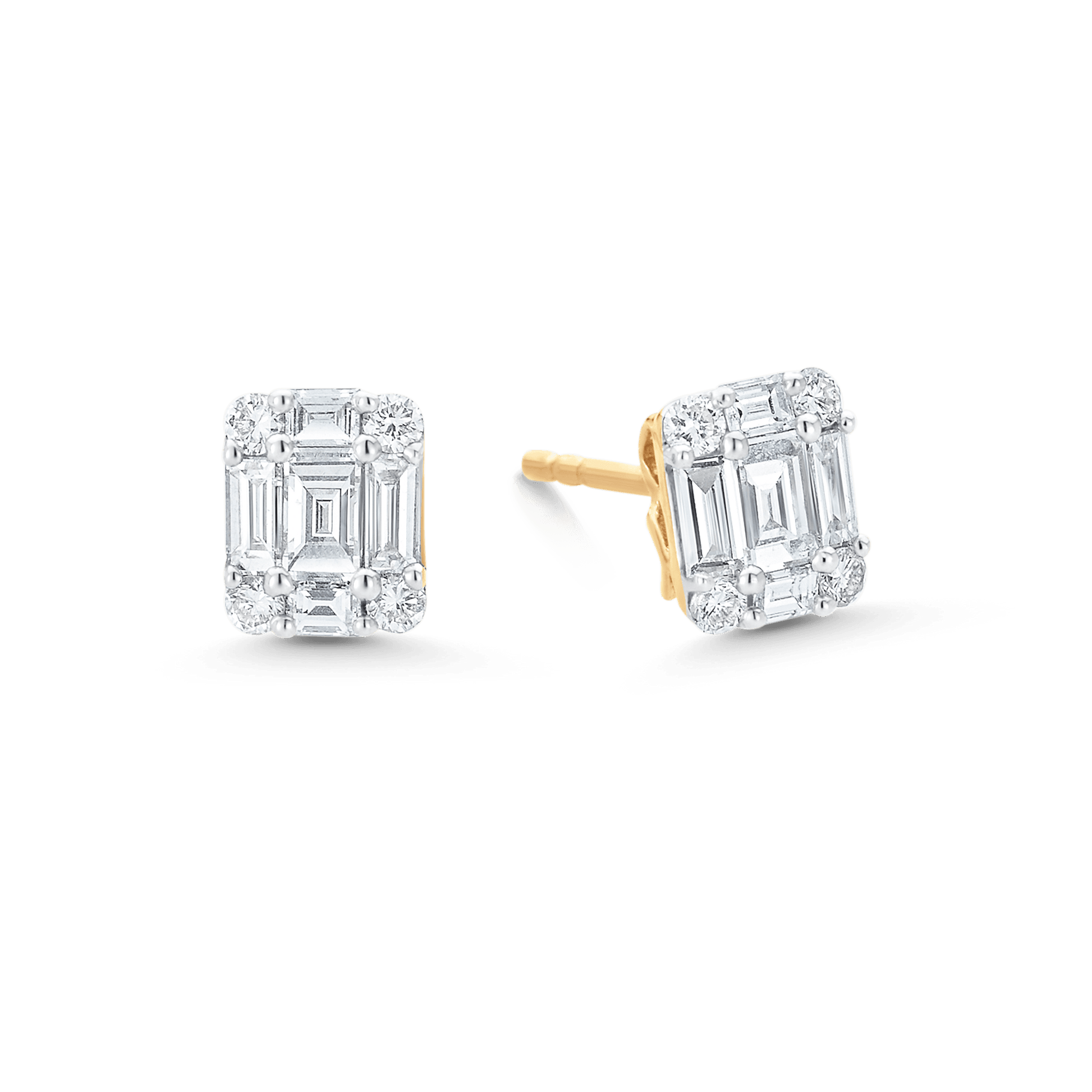 2.0 TCW Round & Baguette Moissanite Diamond Stud Earrings - farrellouise