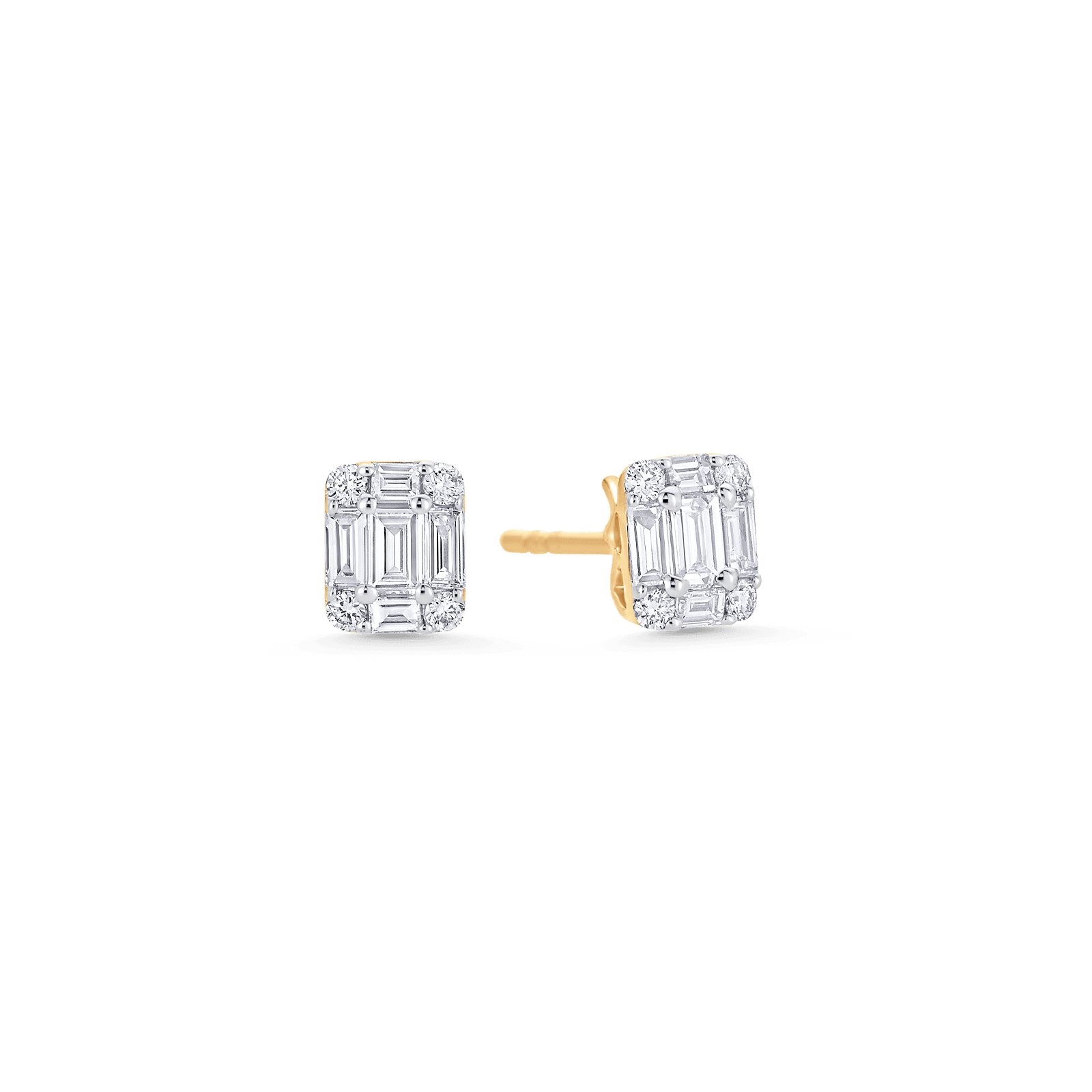 0.31 TCW Round & Emerald Moissanite Diamond Stud Earrings - farrellouise