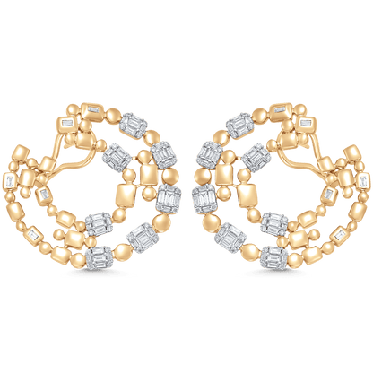 1.99 TCW Round & Baguette Moissanite Diamond Statement Hoops Earrings - farrellouise