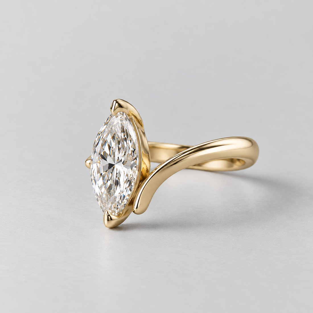 Kiley - Marquise Cut Lab Diamond 2-Prong Unique Engagement Ring