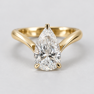 Kiran - Pear Cut Lab Diamond Solitaire Engagement Ring