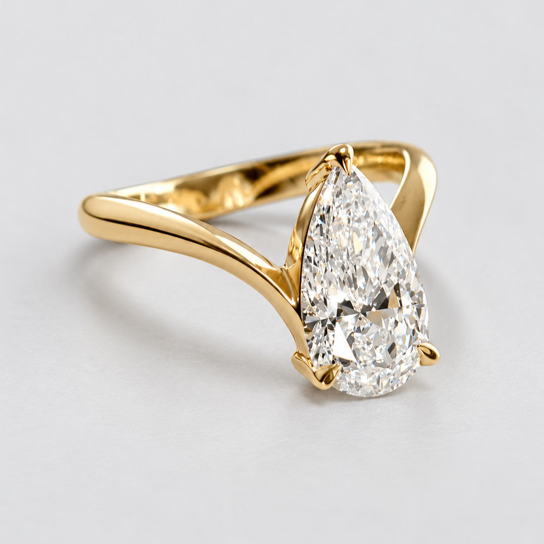 Kiran - Pear Cut Lab Diamond Solitaire Engagement Ring