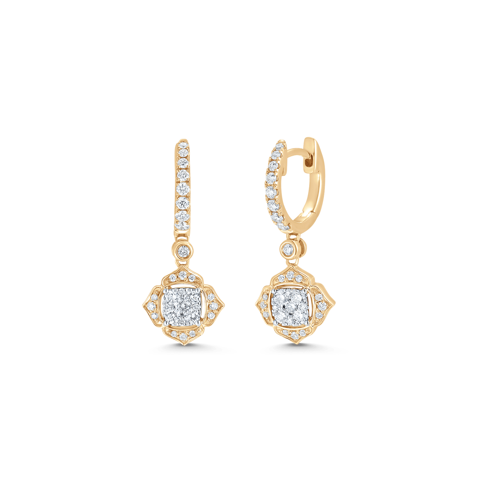 0.58 TCW Round Moissanite Diamond Drop Huggie Earrings - farrellouise