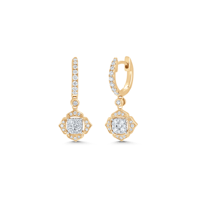 0.58 TCW Round Moissanite Diamond Drop Huggie Earrings - farrellouise