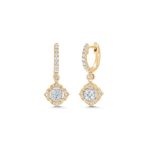 0.58 TCW Round Moissanite Diamond Drop Huggie Earrings - farrellouise