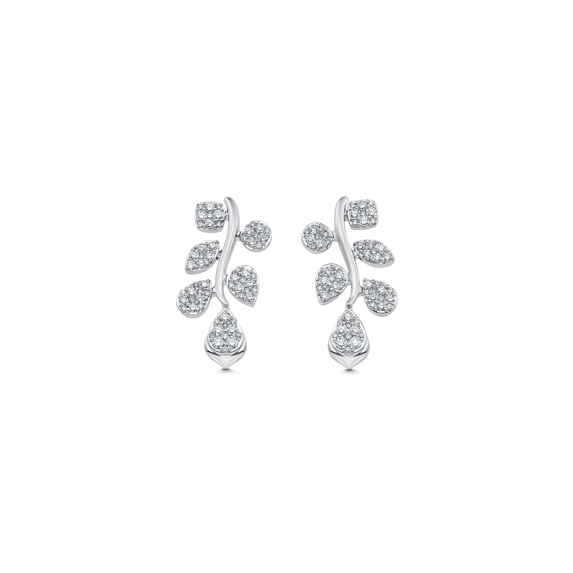 0.97 TCW Round Moissanite Diamond Cluster Drop Earrings - farrellouise