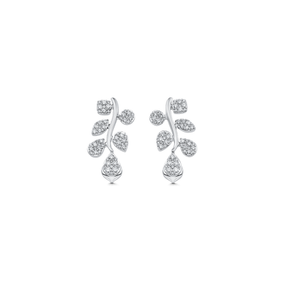 0.97 TCW Round Moissanite Diamond Cluster Drop Earrings - farrellouise