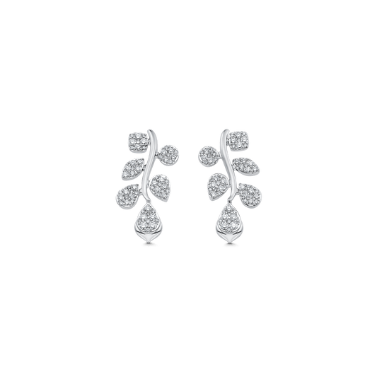 0.97 TCW Round Moissanite Diamond Cluster Drop Earrings - farrellouise
