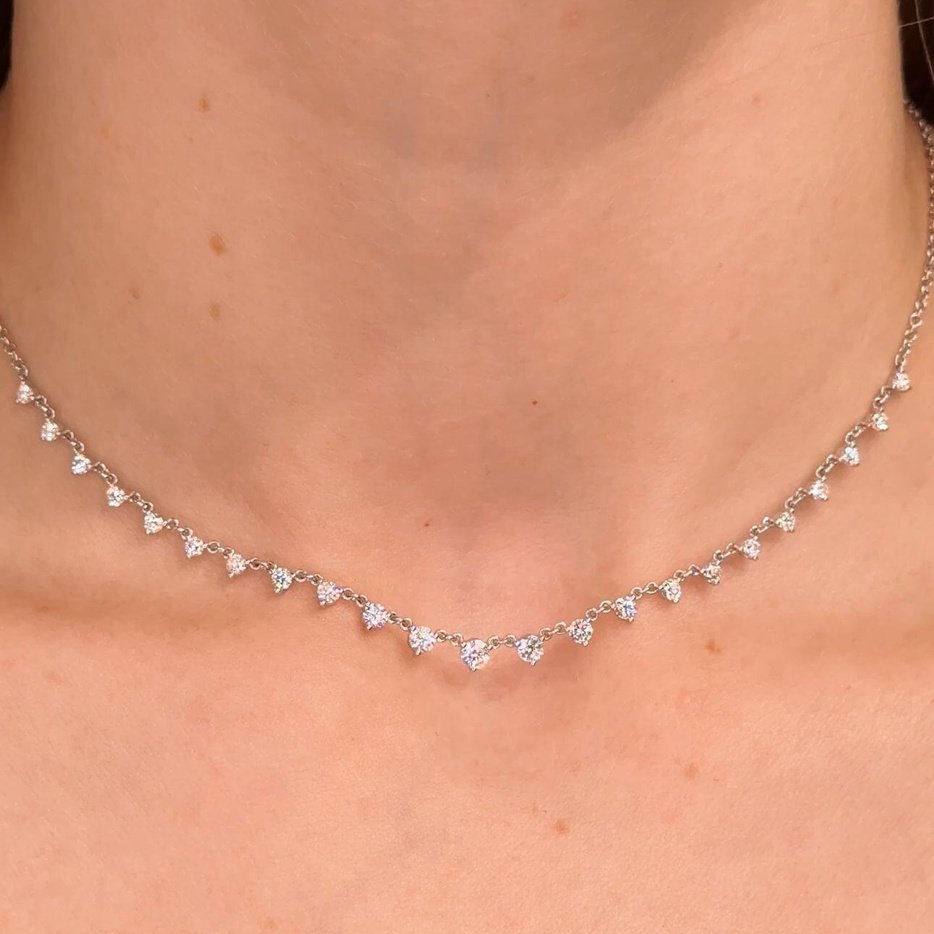 1.09TCW Round Moissanite Drip Necklace - farrellouise