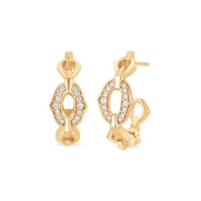 0.18 TCW Round Moissanite Diamond Link Hoop Earrings - farrellouise