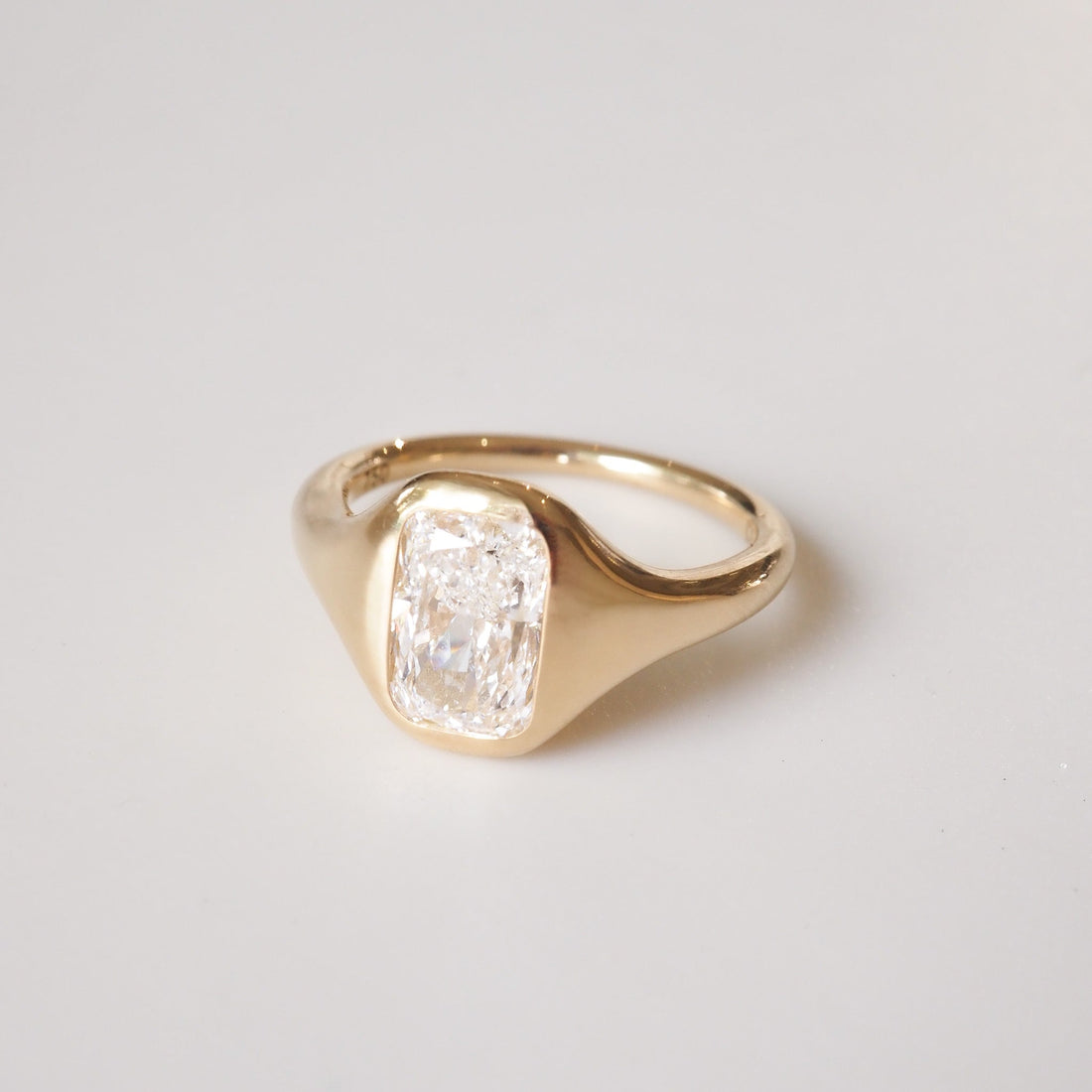 Malin - Elongated Cushion Lab Diamond Signet Solitaire Engagement Ring