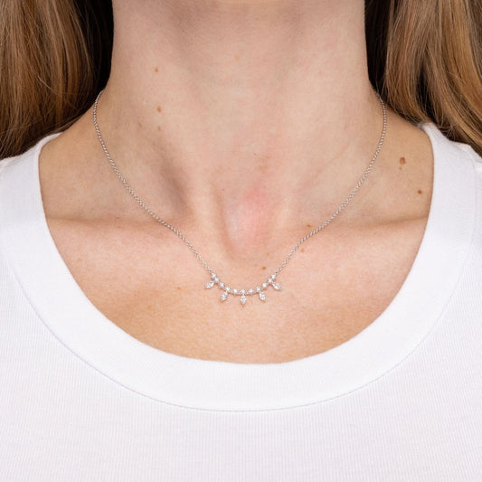 0.40TCW Marquise & Round Moissanite Bar Necklace - farrellouise