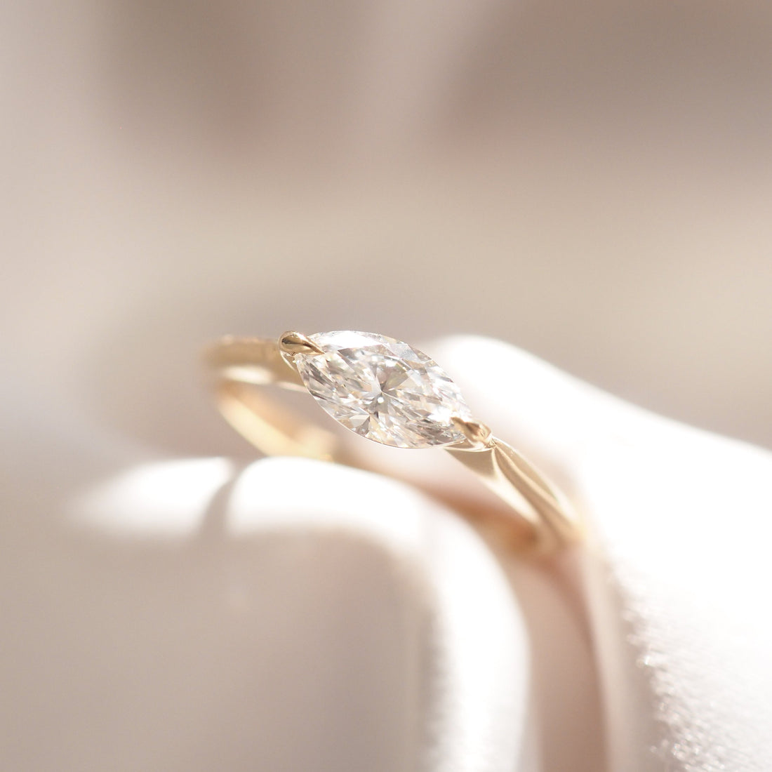 Megan - Marquise Cut Lab Diamond East-West Engagement Ring