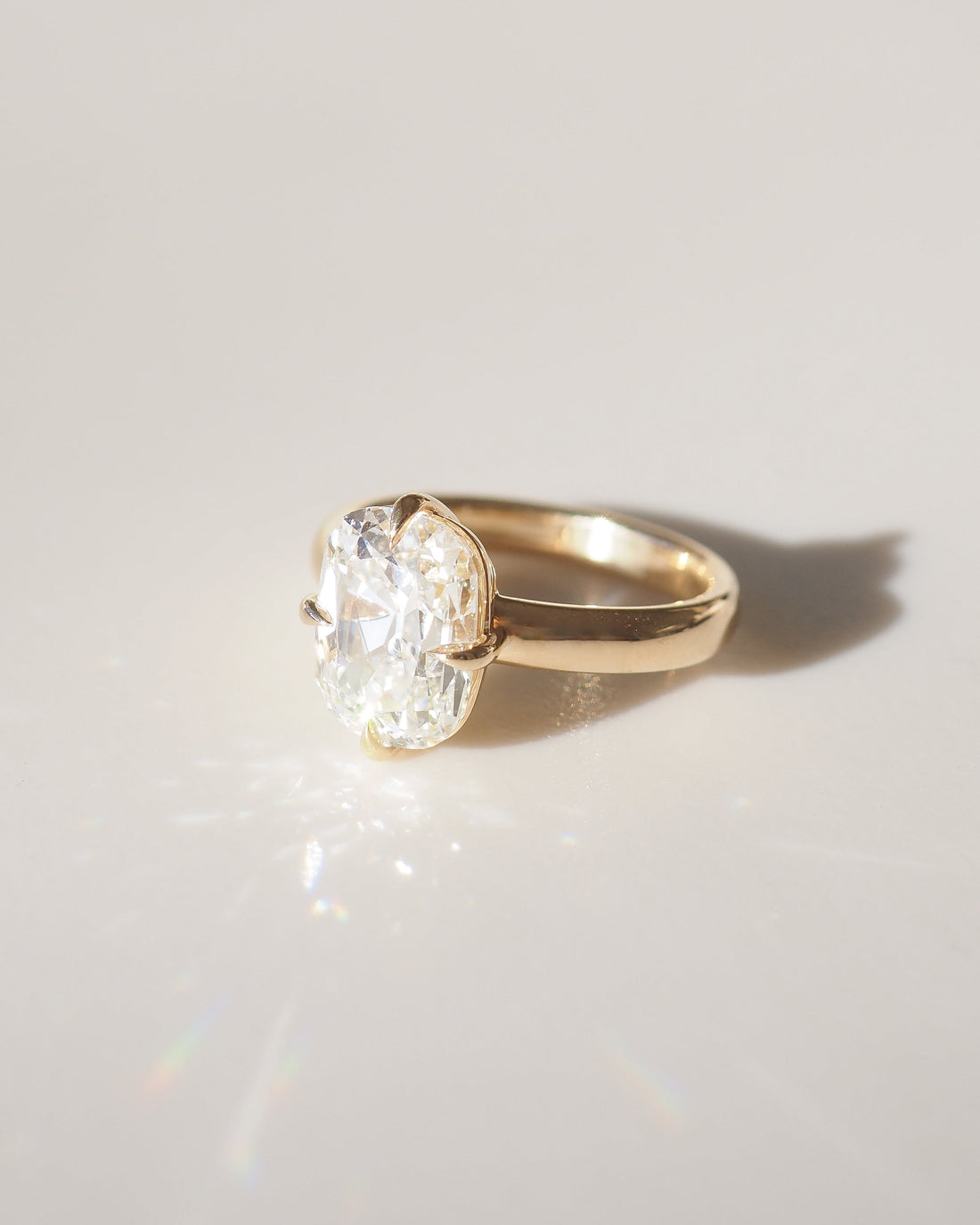 Merle - Old Mine Cushion Lab Diamond Solitaire Engagement Ring