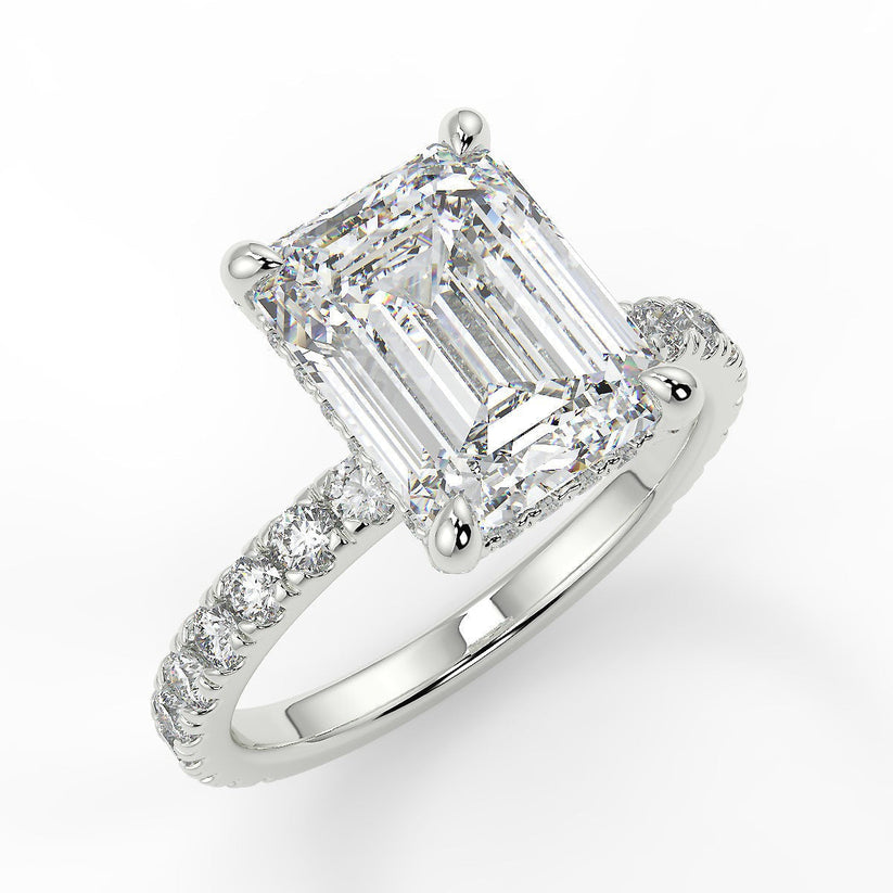 2.53 CT Emerald Moissanite Hidden Halo Pave Setting Engagement Ring ...