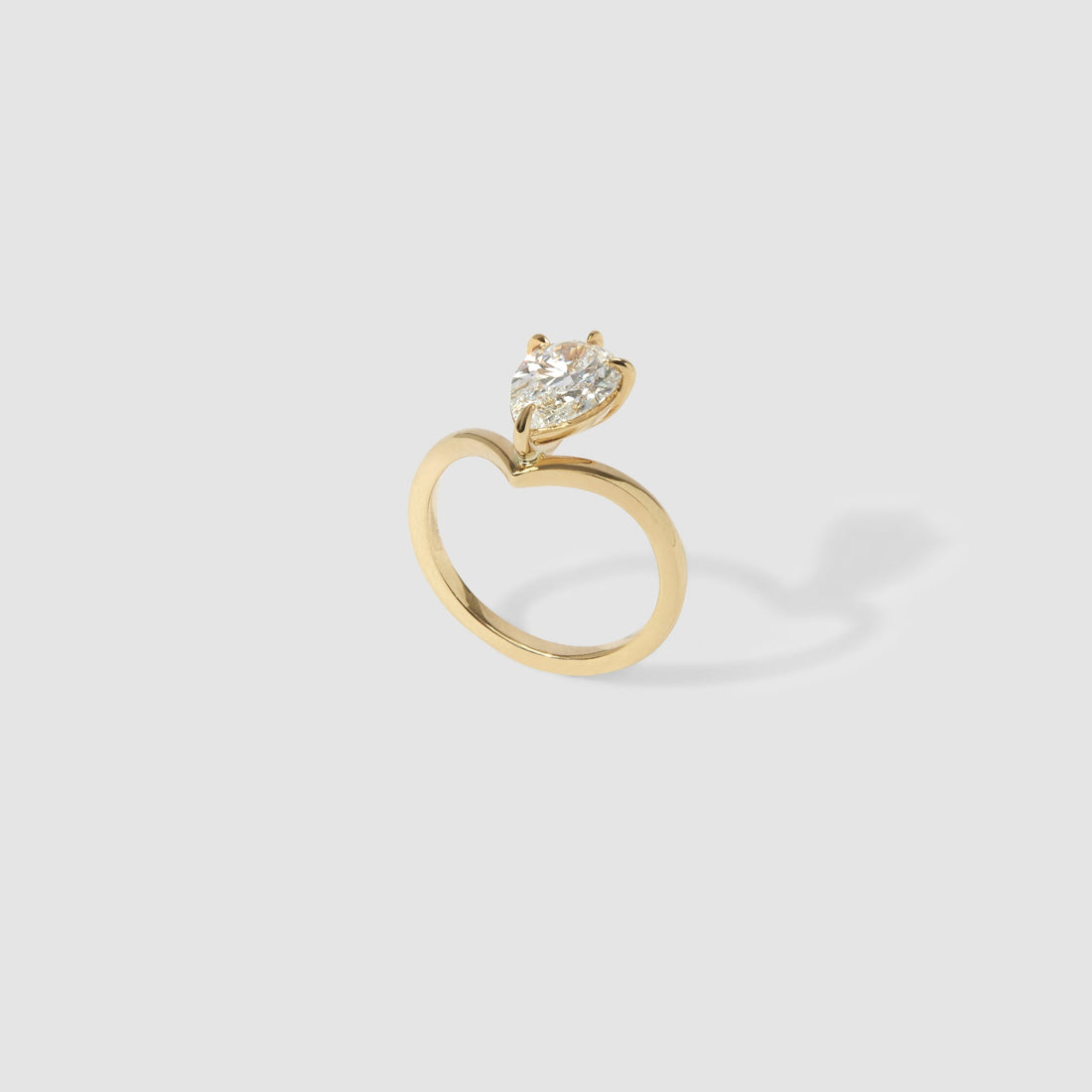 Natasha - Pear Lab Diamond Wishbone Solitaire Engagement Ring