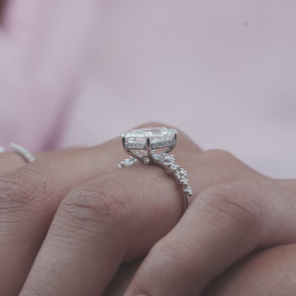 3.50 CT Emerald Lab Grown Hidden Halo Engagement Ring