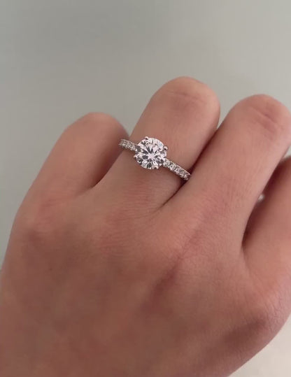 1.50 CT Round Moissanite Pave Setting Engagement Ring
