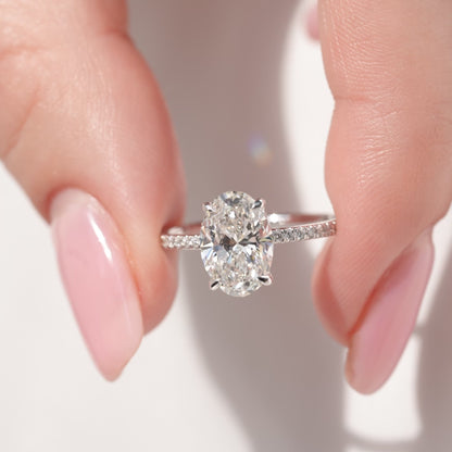 2.0 CT Oval Lab Grown Pave Setting Engagement Ring