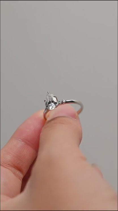 1.50 CT Pear Moissanite Solitaire Engagement Ring