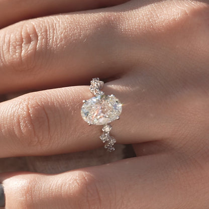 2.50 CT Oval Lab Grown Hidden Halo Engagement Ring