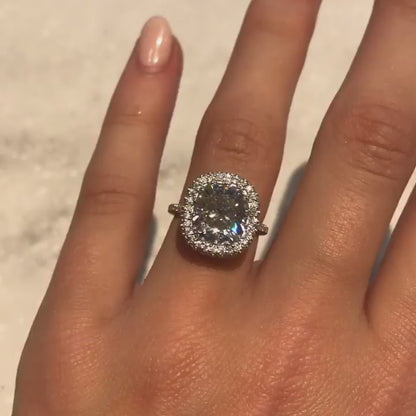 3.60 CT Cushion Halo & Pave Moissanite Engagement Ring