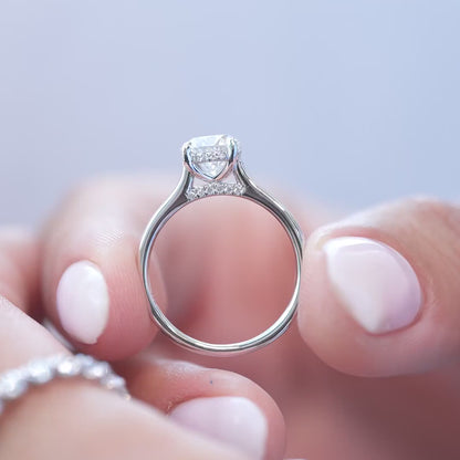 1.50 CT Round Lab Grown Hidden Halo Engagement Ring