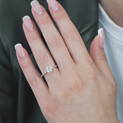 1.50 CT Round Lab Grown Dainty Pave Setting Engagement Ring