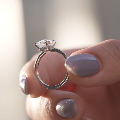 2.50 CT Radiant Lab Grown Hidden Halo Pave Setting Engagement Ring