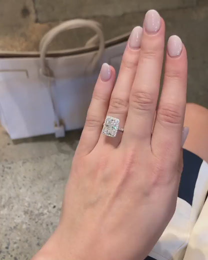 3.50 CT Crushed Ice Radiant Halo & Pave Moissanite Engagement Ring