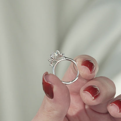 3.0 CT Oval Lab Grown Cluster Engagement Ring