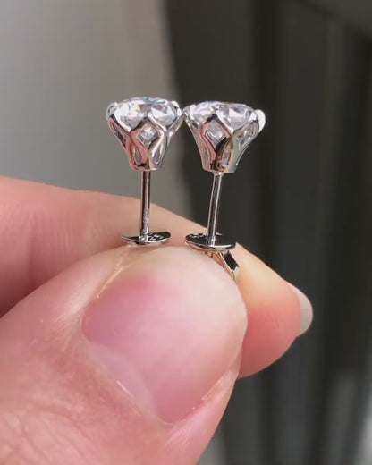 1.0 TCW Round Cut Moissanite Solitaire Stud Earrings