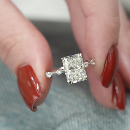 3.50 CT Radiant Lab Grown Dainty Engagement Ring