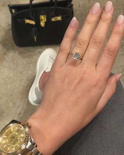 2.10 CT Rose Round Solitaire Moissanite Engagement Ring