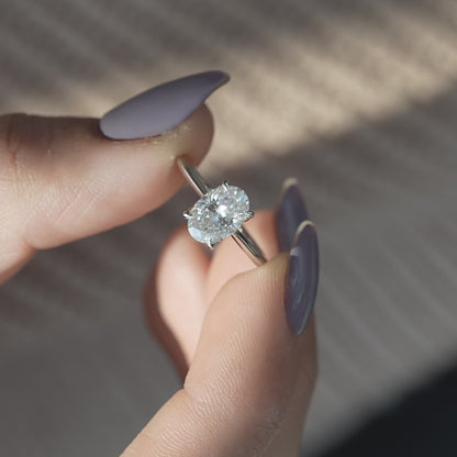 1.5 CT Oval Lab Grown Solitaire Engagement Ring