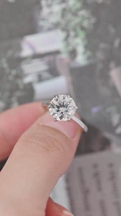 3.0 CT Round Moissanite Hidden Halo Engagement Ring