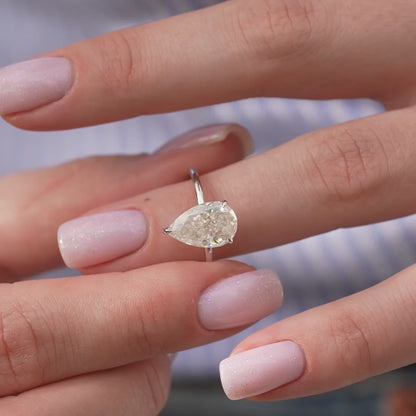 3.0 CT Pear Lab Grown Hidden Halo Engagement Ring
