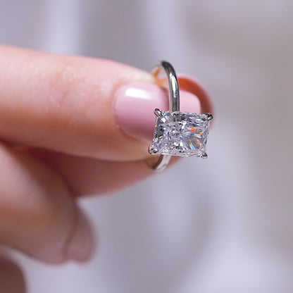 3.0 CT Radiant Moissanite Hidden Halo Engagement Ring