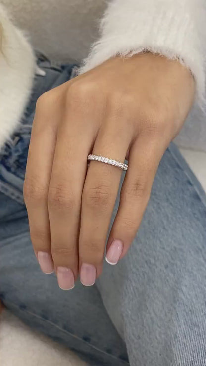 0.31 TCW Round Moissanite Half Eternity Wedding Band