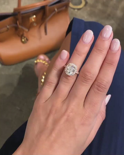 2.30 CT Cushion Halo Moissanite Engagement Ring