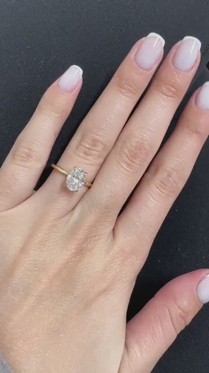 1.50 CT Oval Moissanite Hidden Halo Engagement Ring