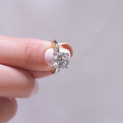 3.0 CT Round Moissanite Hidden Halo Engagement Ring